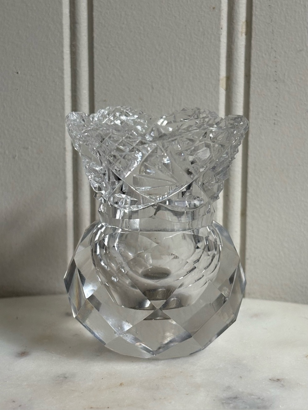 Clear Crystal Glass Vase - Classic Faceted Design